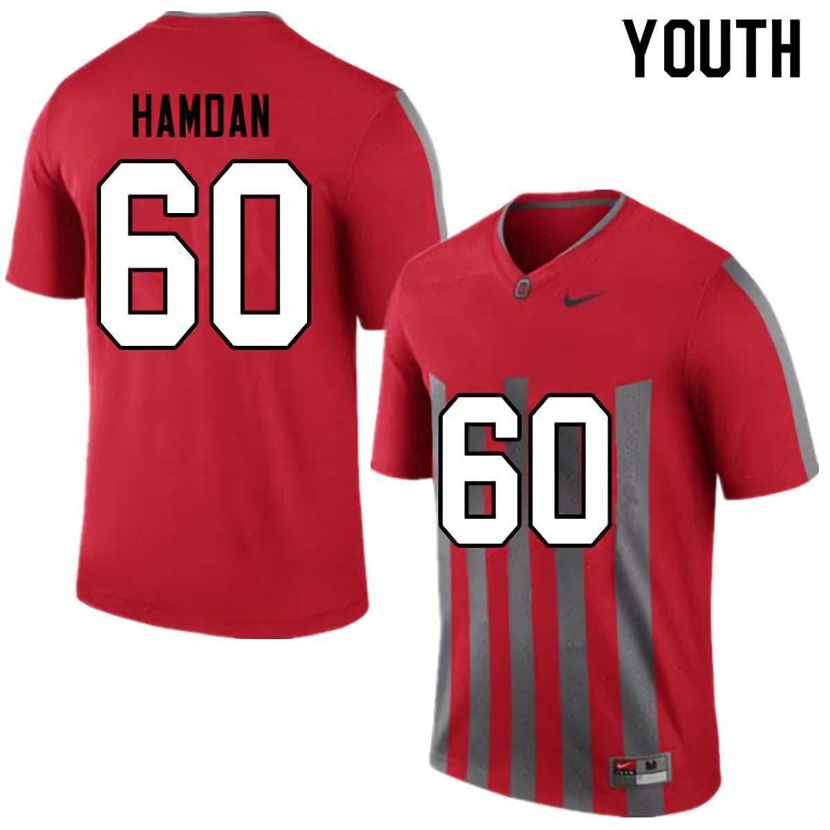 Zaid Hamdan Ohio State Buckeyes Youth NCAA #60 Nike Throwback Red College Stitched Football Jersey SCU5556MR